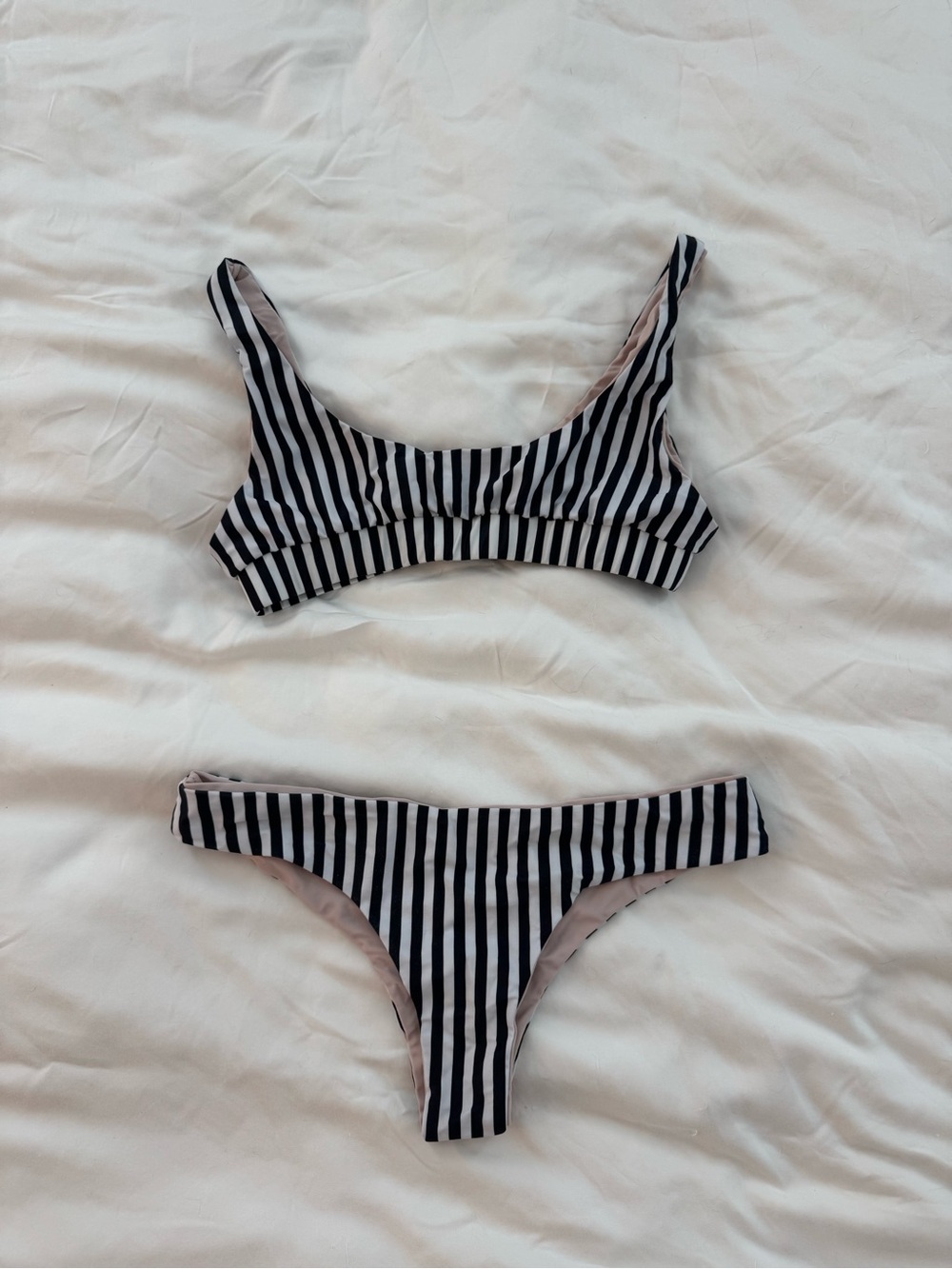 Striped Black & White Women’s Bikini Set